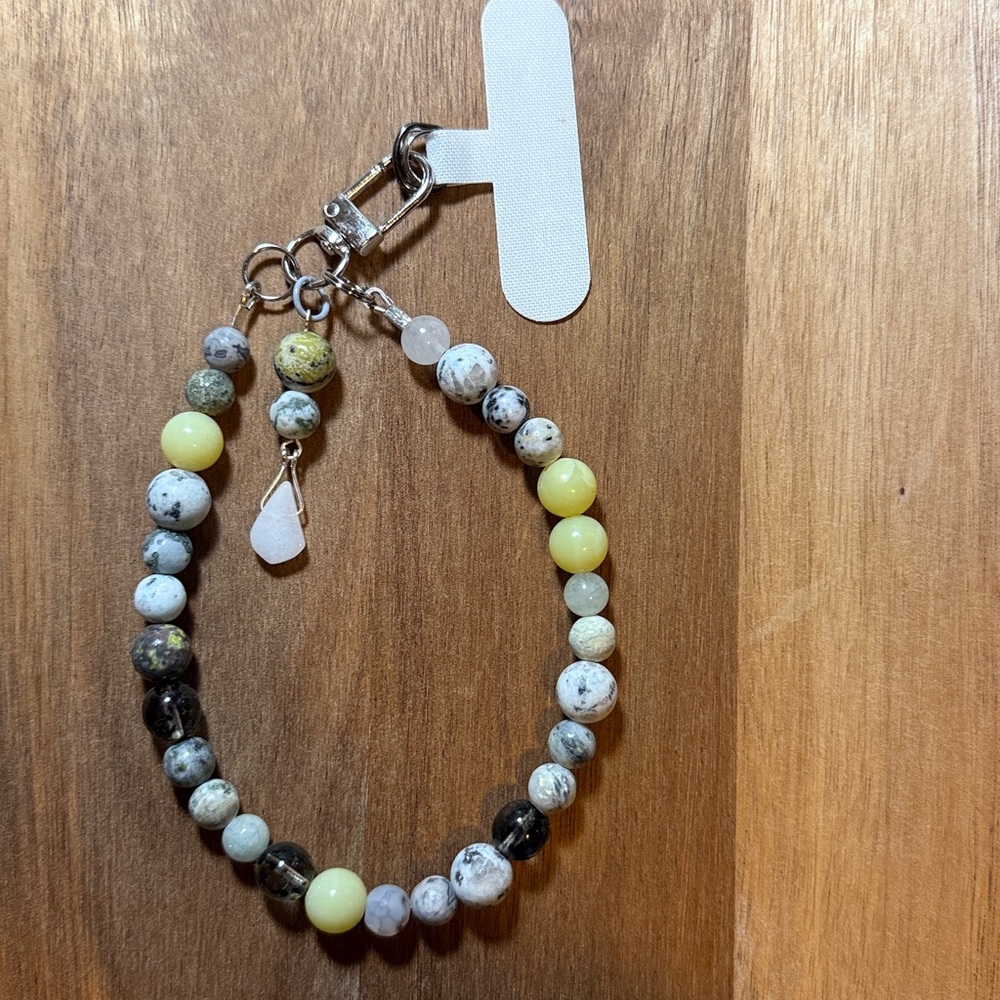 ⭐️ 104. Handmade REAL STONE -LEMONCELLO- Phone Strap Bracelet clip on